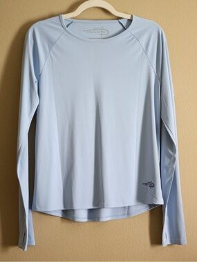 Reel Life Blue American Flag Wave Long Sleeve Sun Shirt M